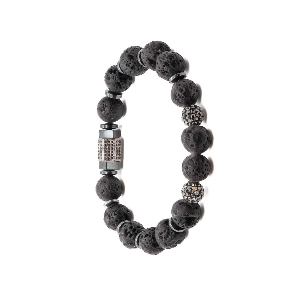 This handmade bracelet not only looks great but also offers spiritual benefits with its grounding properties from the black lava rock and healing properties from the crystal beads.