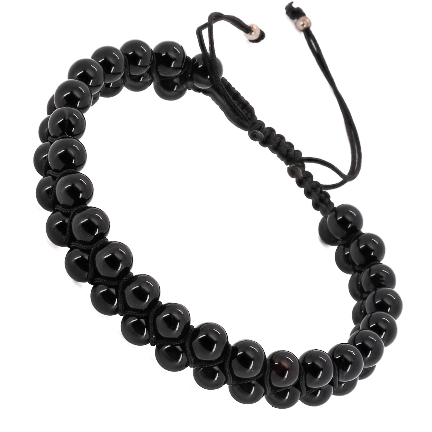 Adjustable Size Self Control Bracelet with Black Onyx Stones