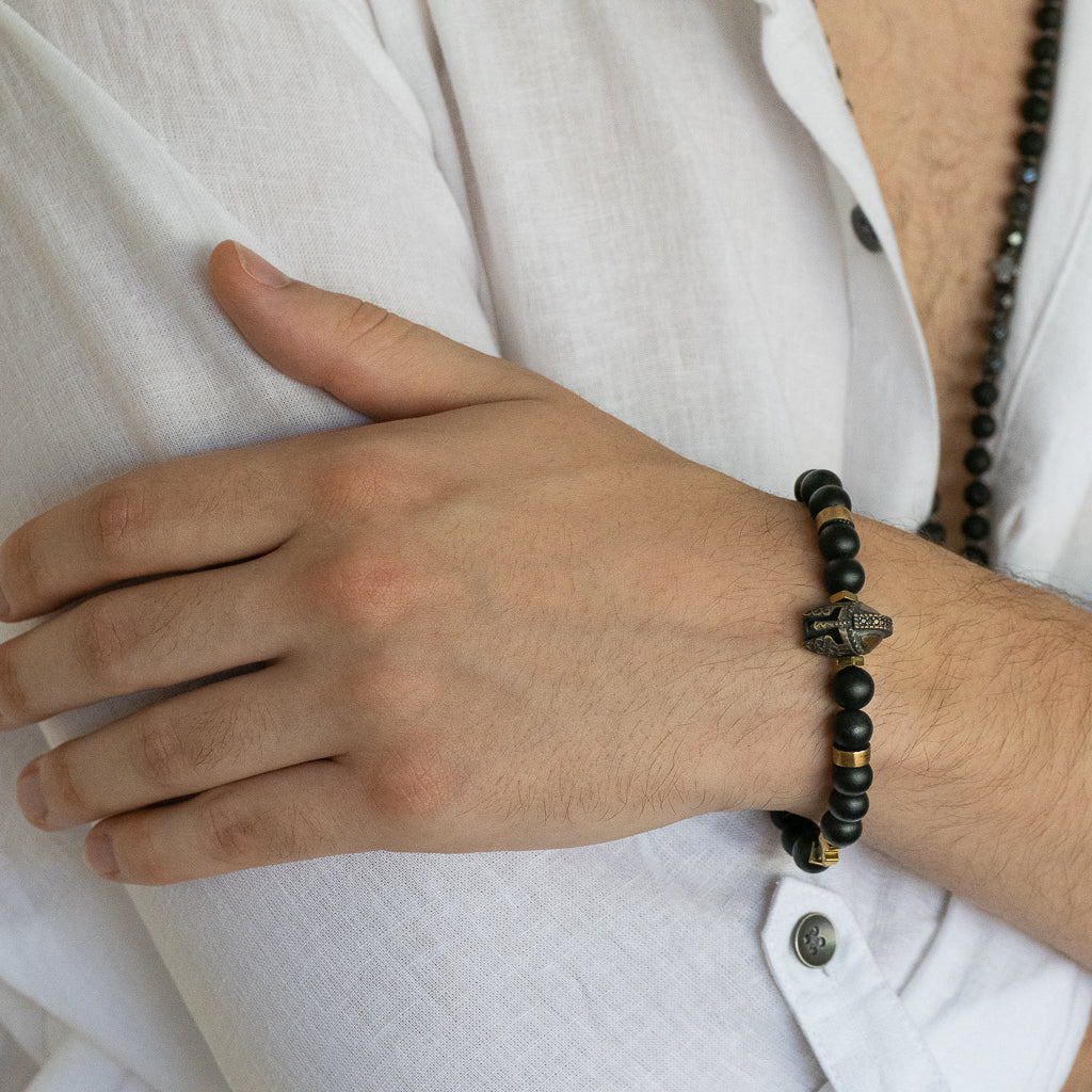 The Black Vibe Men's Gladiator Bracelet is a striking and masculine piece of jewelry that is sure to make a statement. just like this model