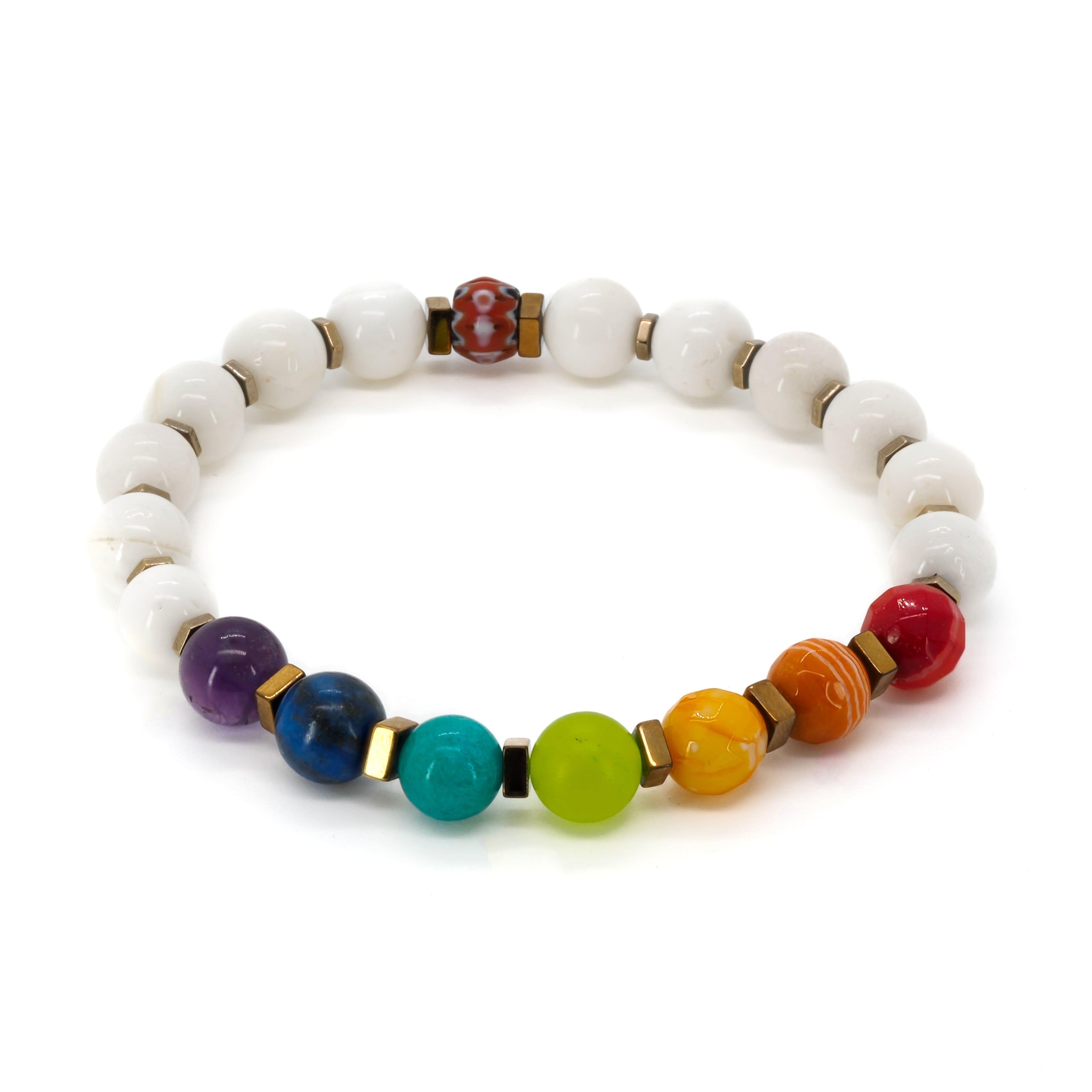 Chakra Bracelet with healing crystals for balance and alignment.