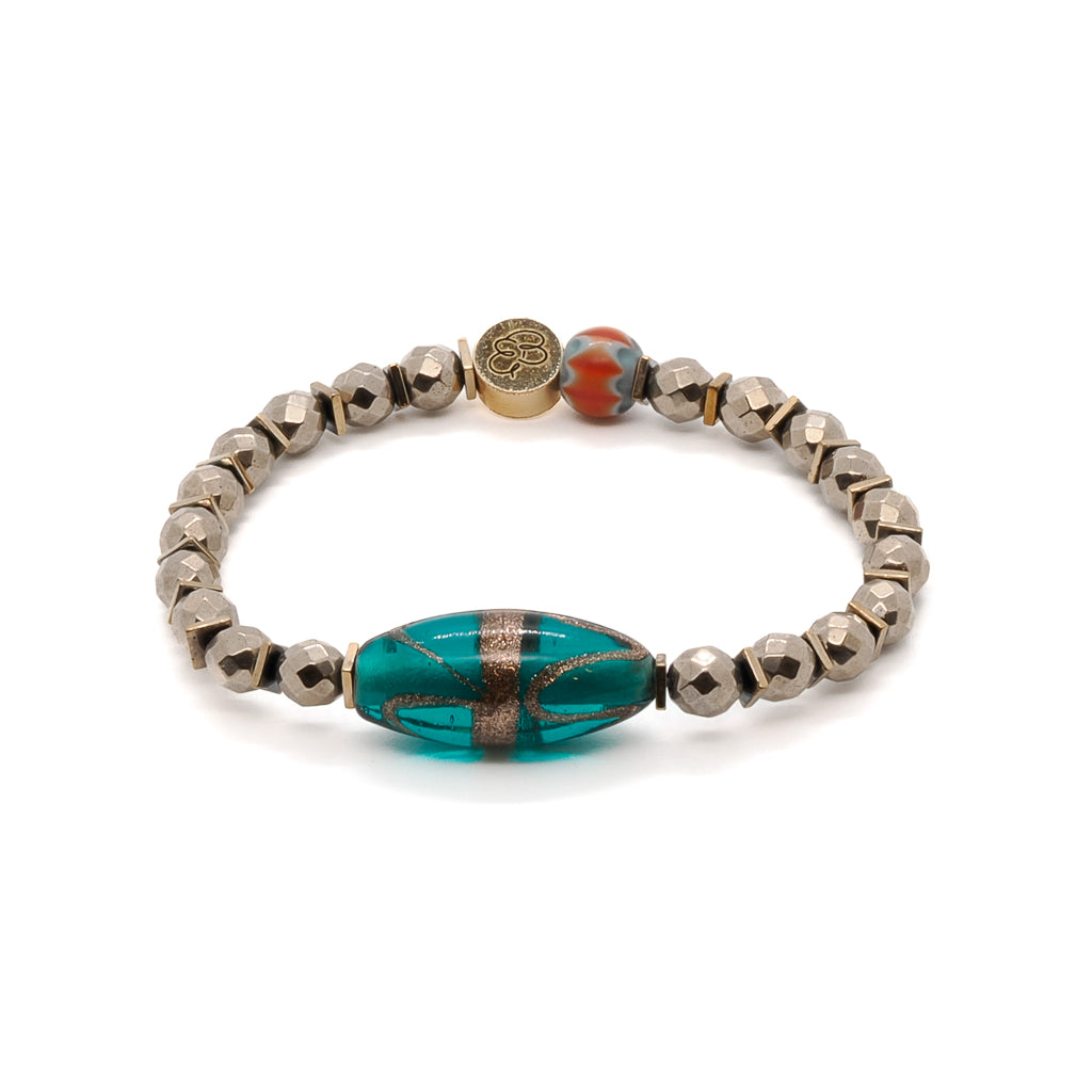 Elegant Bracelet with Hematite Stone Beads and Gold Color Spacers, a simple and stylish accessory for everyday wear.