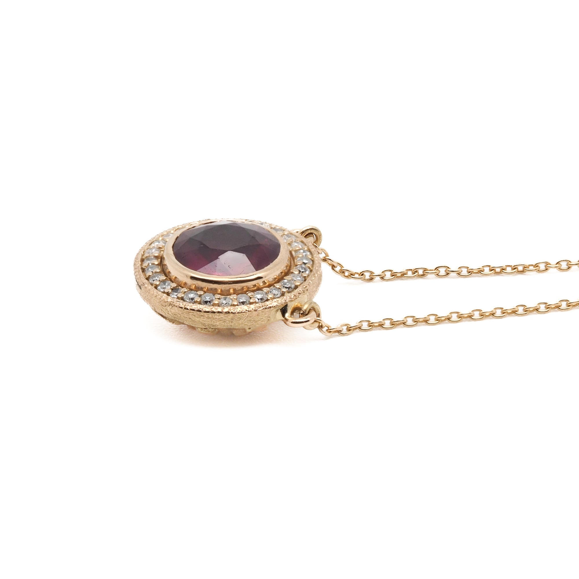 The Elegant Ruby & Diamond Necklace, a luxurious and unique piece of handmade jewelry that exudes sophistication and grace.