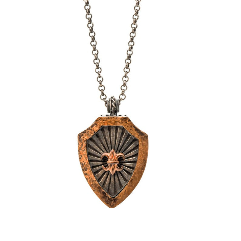 Fleur de Lis Necklace - Handmade jewelry with sterling silver chain and an exquisite bronze-detailed pendant, symbolizing purity, elegance, and divine light.