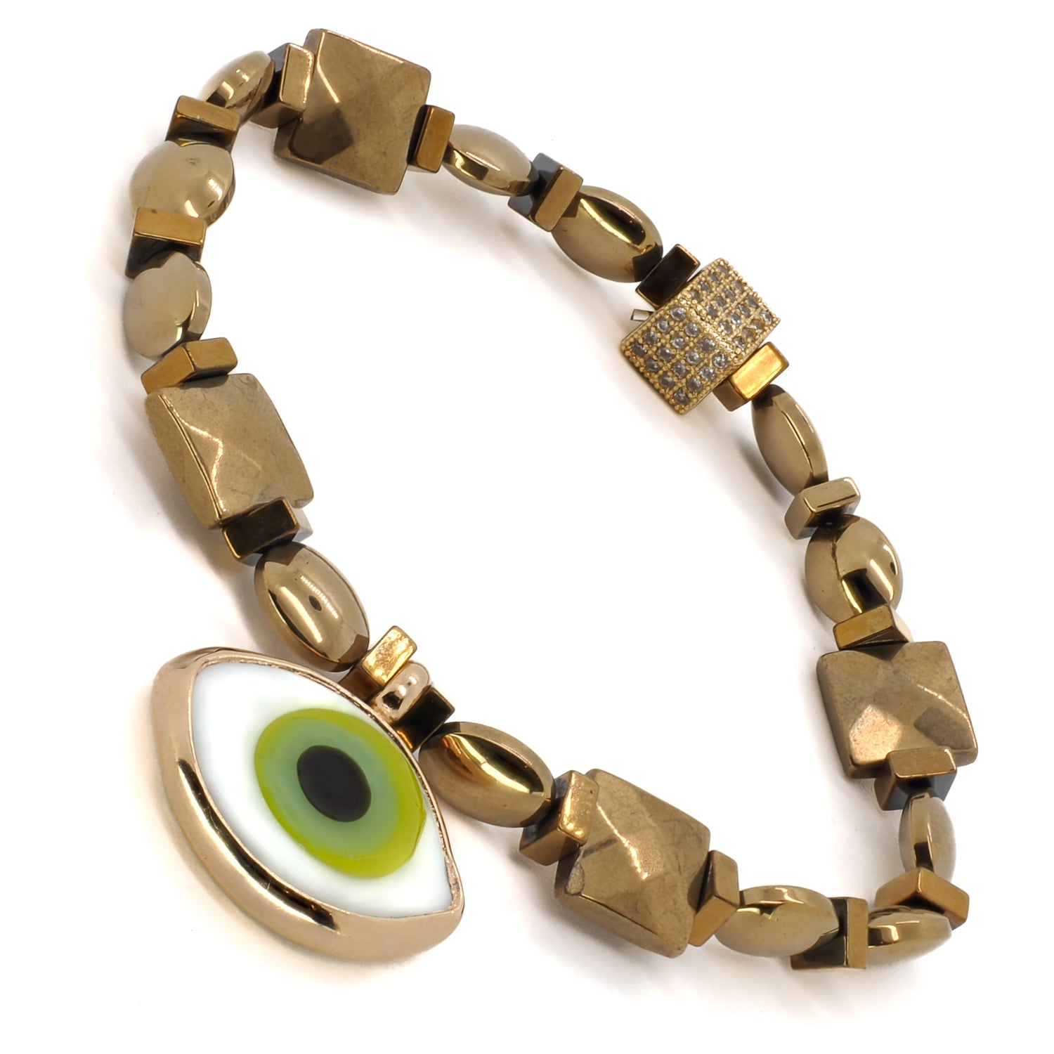 The square gold plated bead with Swarovski crystals adds a touch of sparkle and sophistication.
