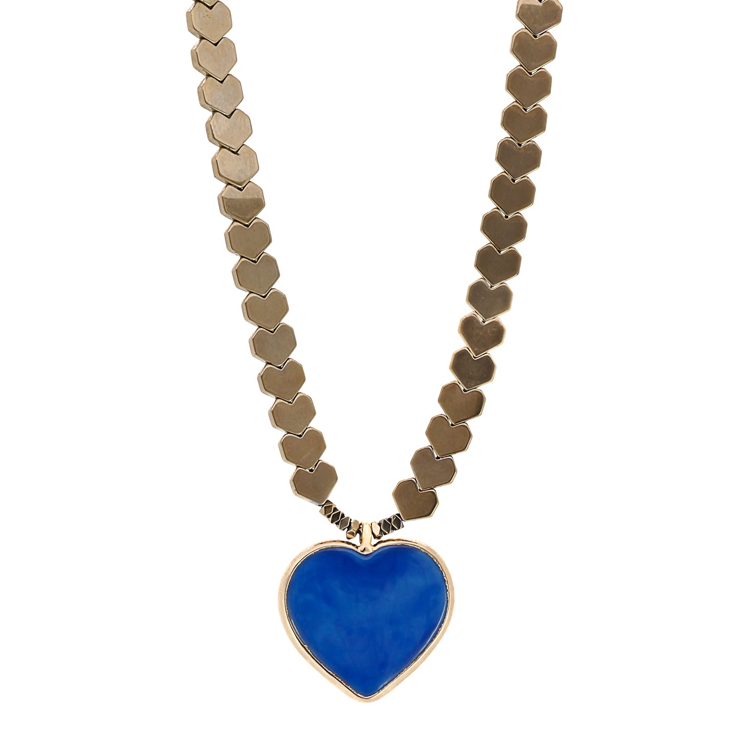 Blue Heart Gold Beaded Bracelet