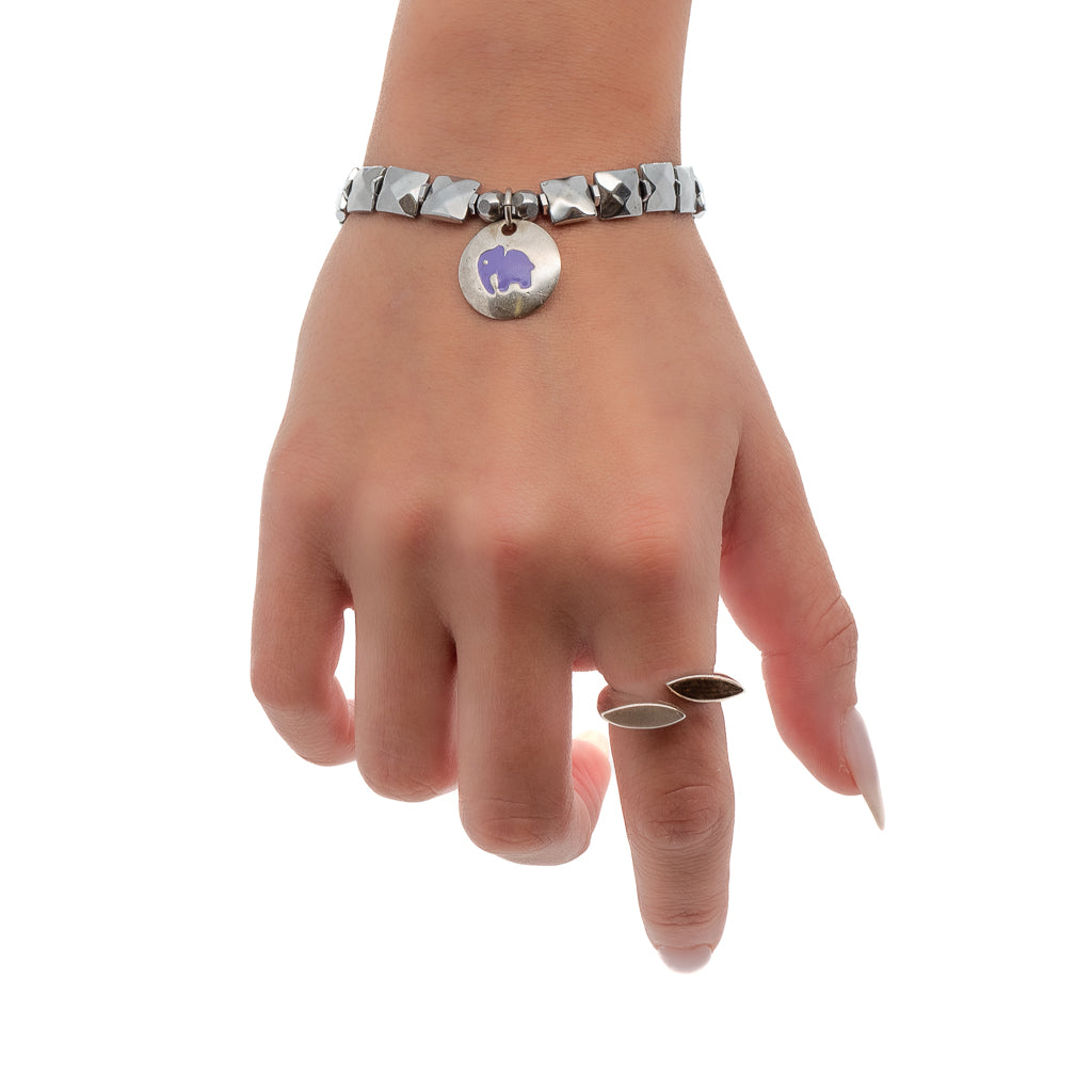 Add a touch of elegance and positivity to your style with the Hope Elephant Bracelet, as seen on our model.
