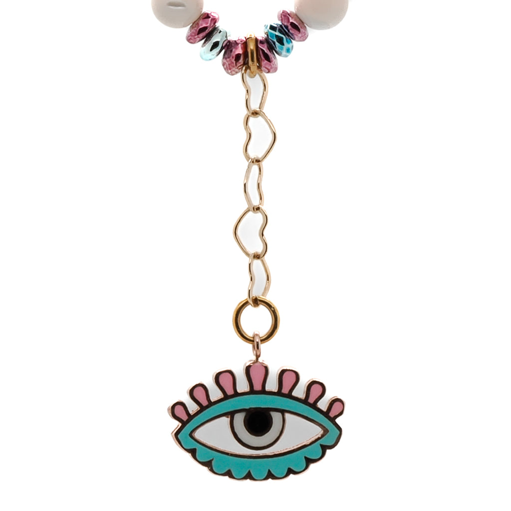 Discover the beauty and symbolism of the Love Protection Necklace, handcrafted with love and featuring a stunning Evil Eye charm.