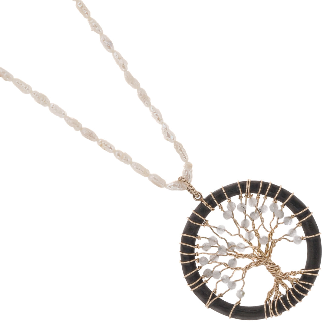Mother Earth Connection - The Handmade Pearl Tree of Life Necklace Symbolizes Fertility and Rebirth.
