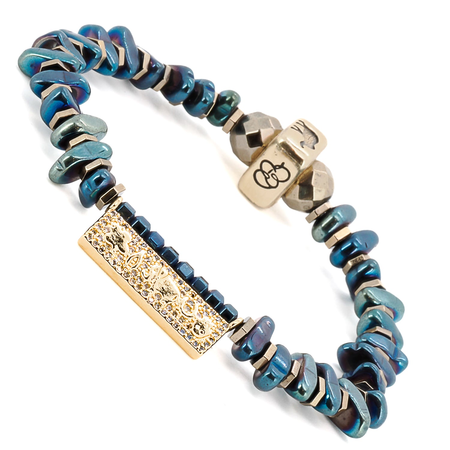 Add a touch of meaningful symbolism to your style with the Protection &amp; Luck Blue Hematite Bracelet, a powerful accessory for daily wear.