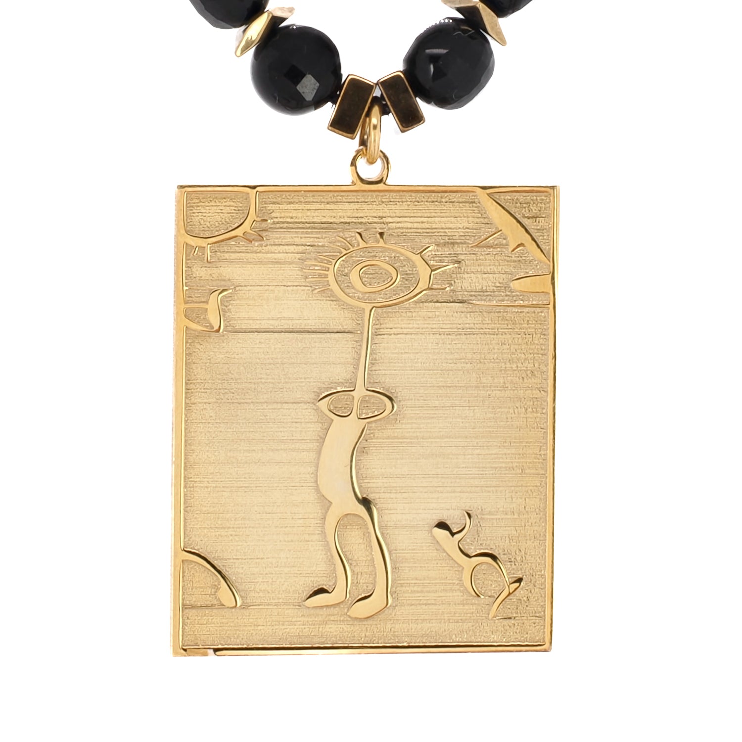 Meaningful and Unique - The Shamanic Magic Sun Necklace with Gold Color Hematite Beads.