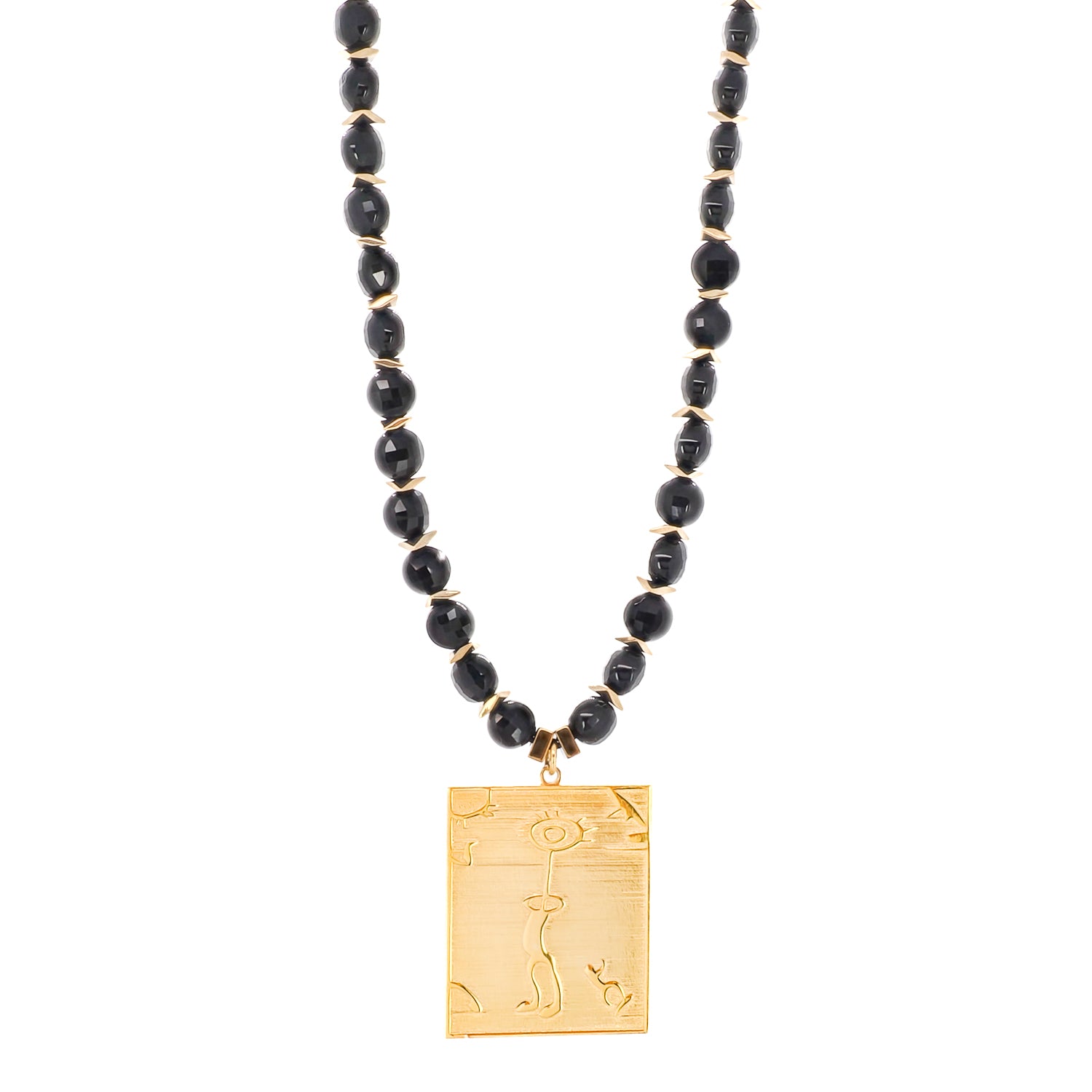 Grounding and Protection - The Shamanic Magic Sun Necklace with Onyx Stone Beads.