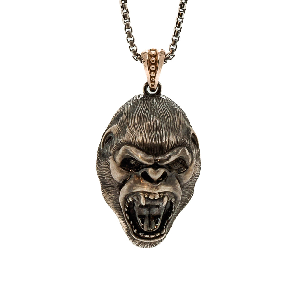 Silver Gorilla Necklace - Symbol of Strength.
