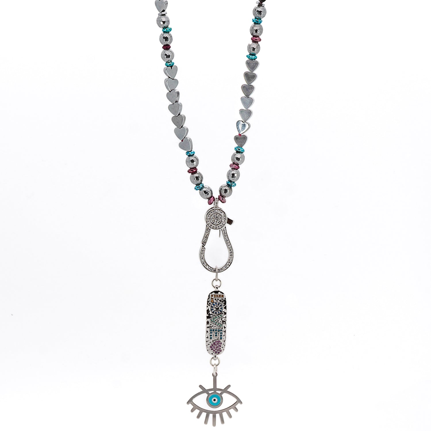 Stunning close-up of the Silver Heart Love Protection Necklace, showcasing its intricate details and symbolism