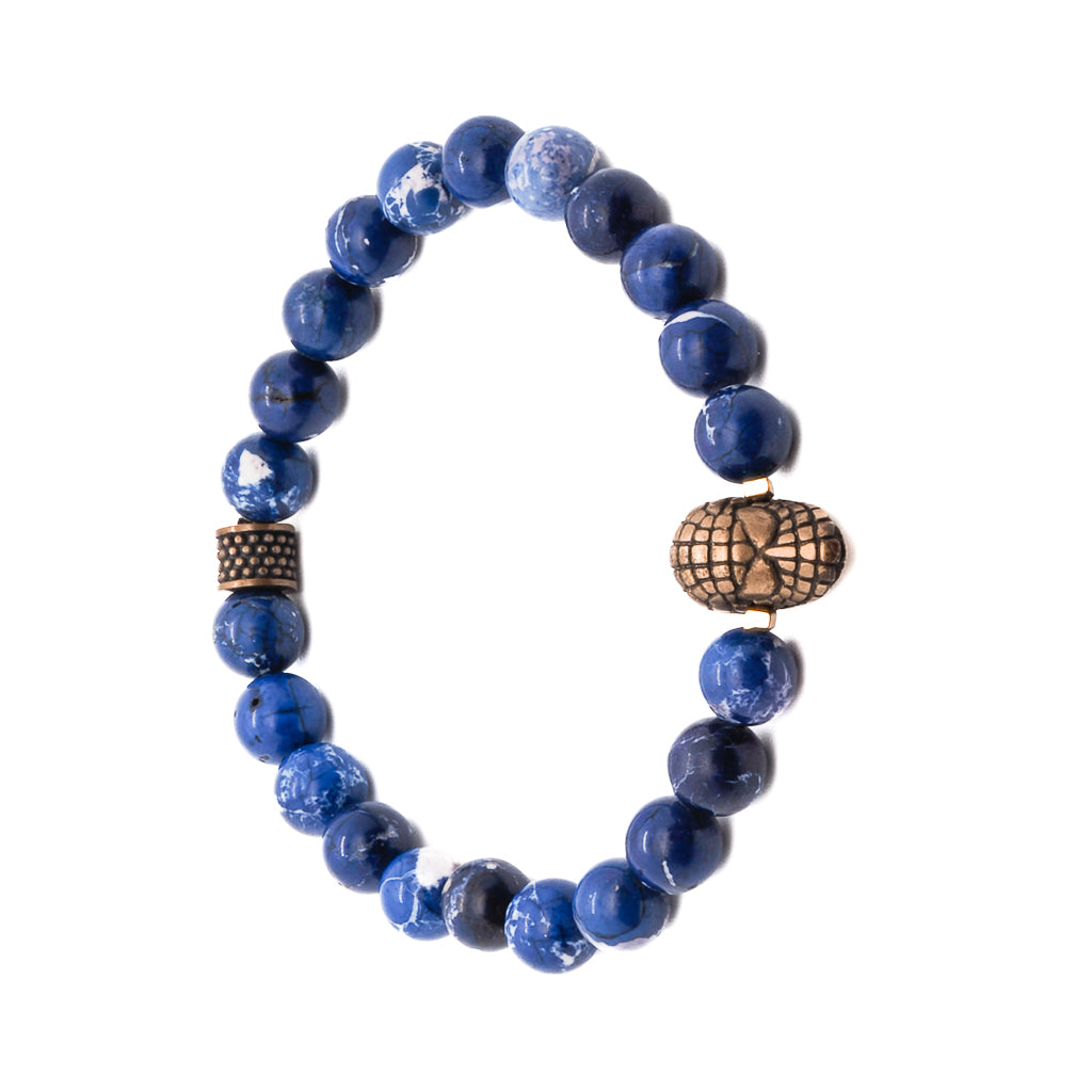 Intriguing Details - Bronze Spider Man Face Bead Bracelet.