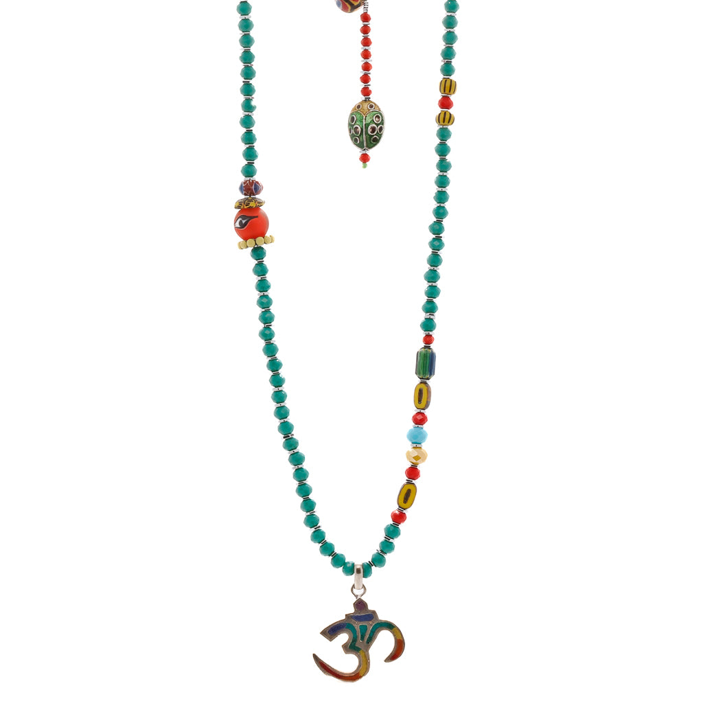 Enhance your spiritual practice with the Summer Vibes Yogi Necklace's symbolic Om pendant.