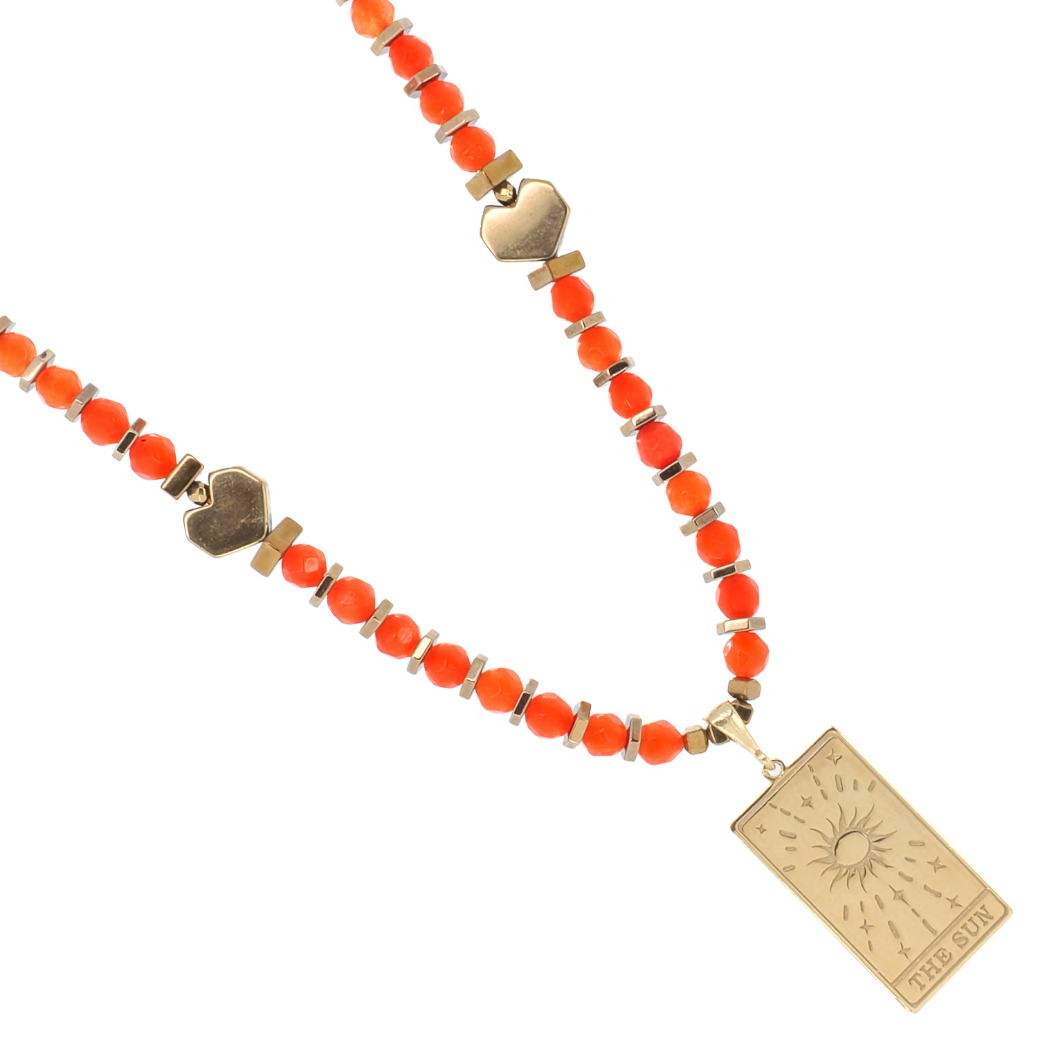 Tarot 'The Sun' Necklace with Agate Stones: Crafted for inner stability and balance