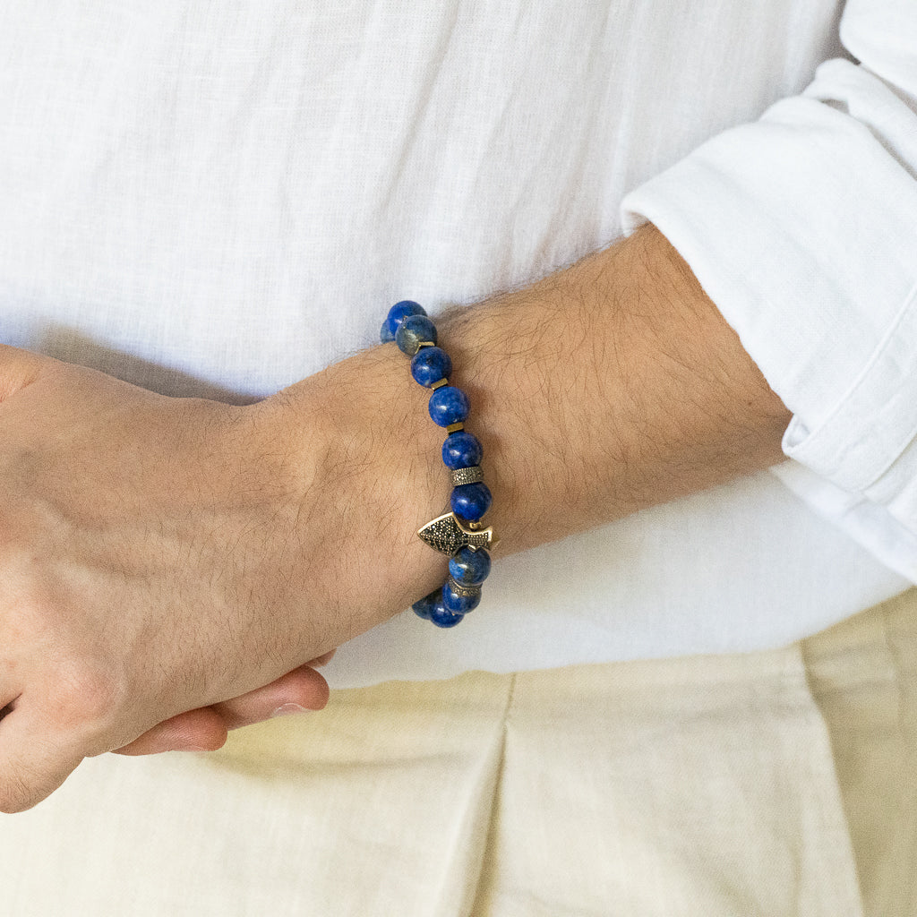 Confidence and Style - Model Wearing Tiger's Eye Bracelet.