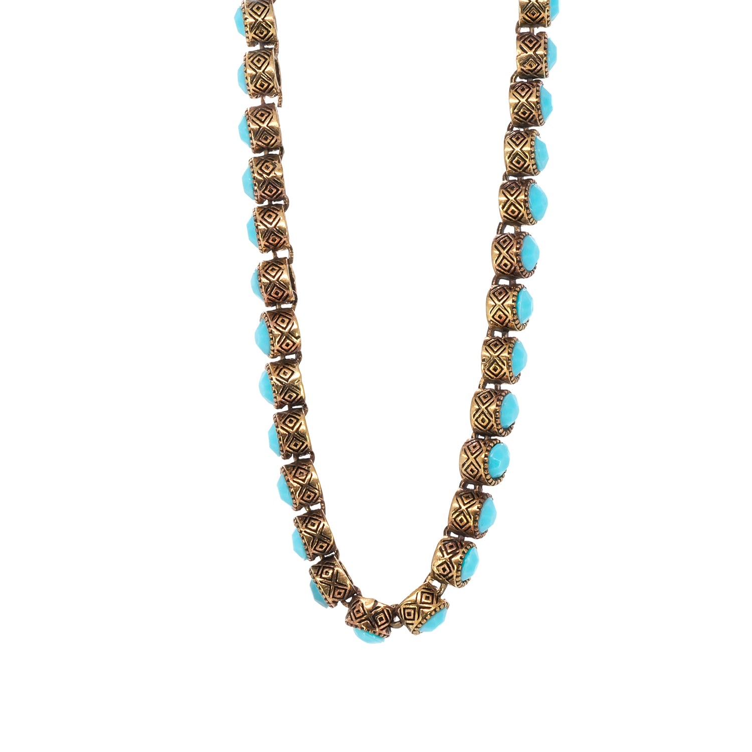 Experience the positive influence of turquoise with this stylish handmade necklace, designed to balance and purify your energy.