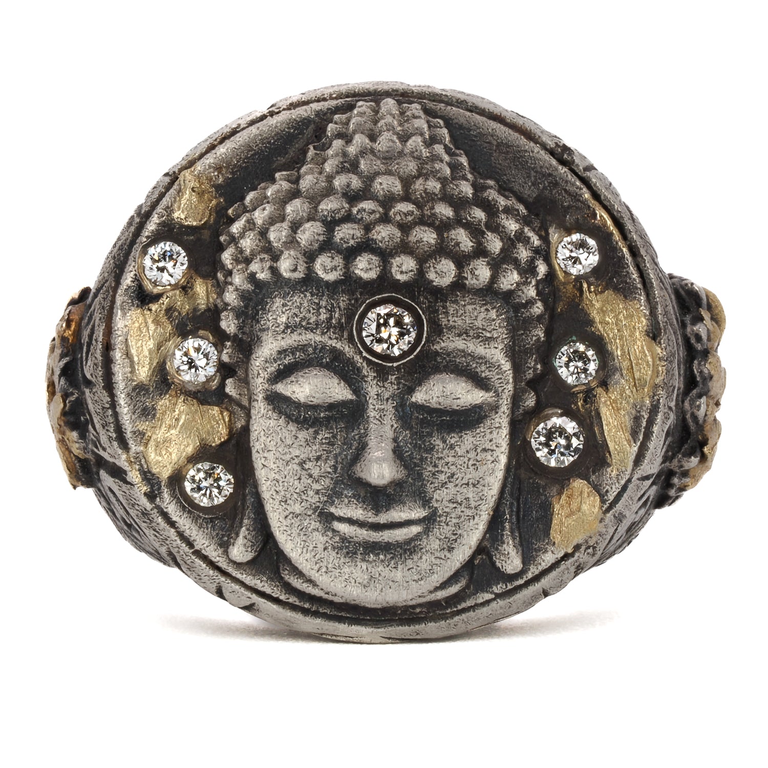 Unisex Gold and Diamond Buddha Ring - Blend of Spirituality and Luxury.