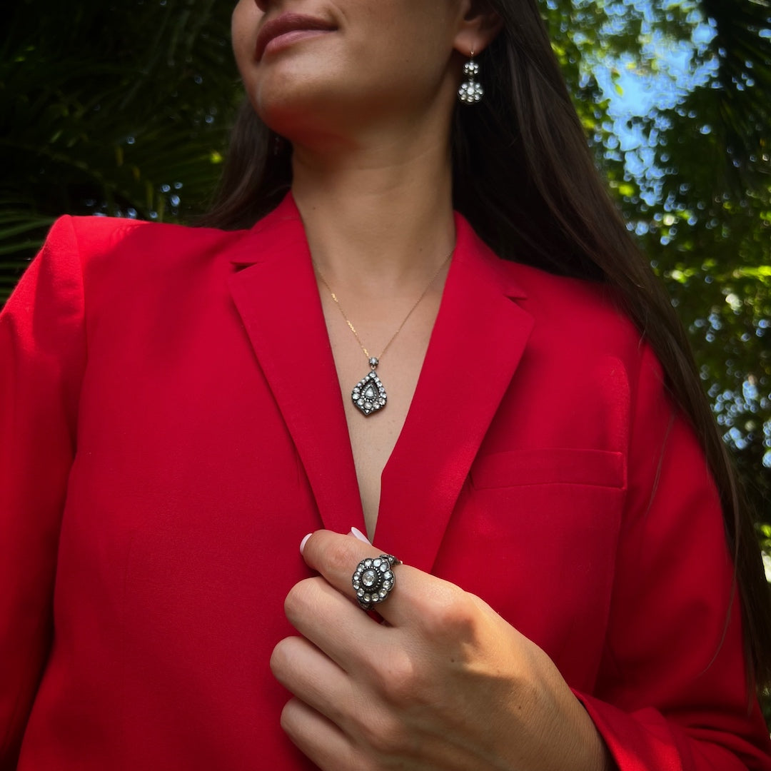 Elevate Your Look - Model Wearing Ebru Jewelry's Luxury Series.