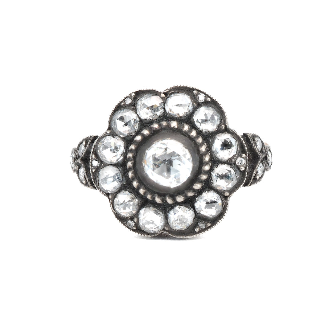 Victorian Diamond Ring - Handcrafted with 8k Rose Gold and 1.08 cts Rose Cut Diamonds.
