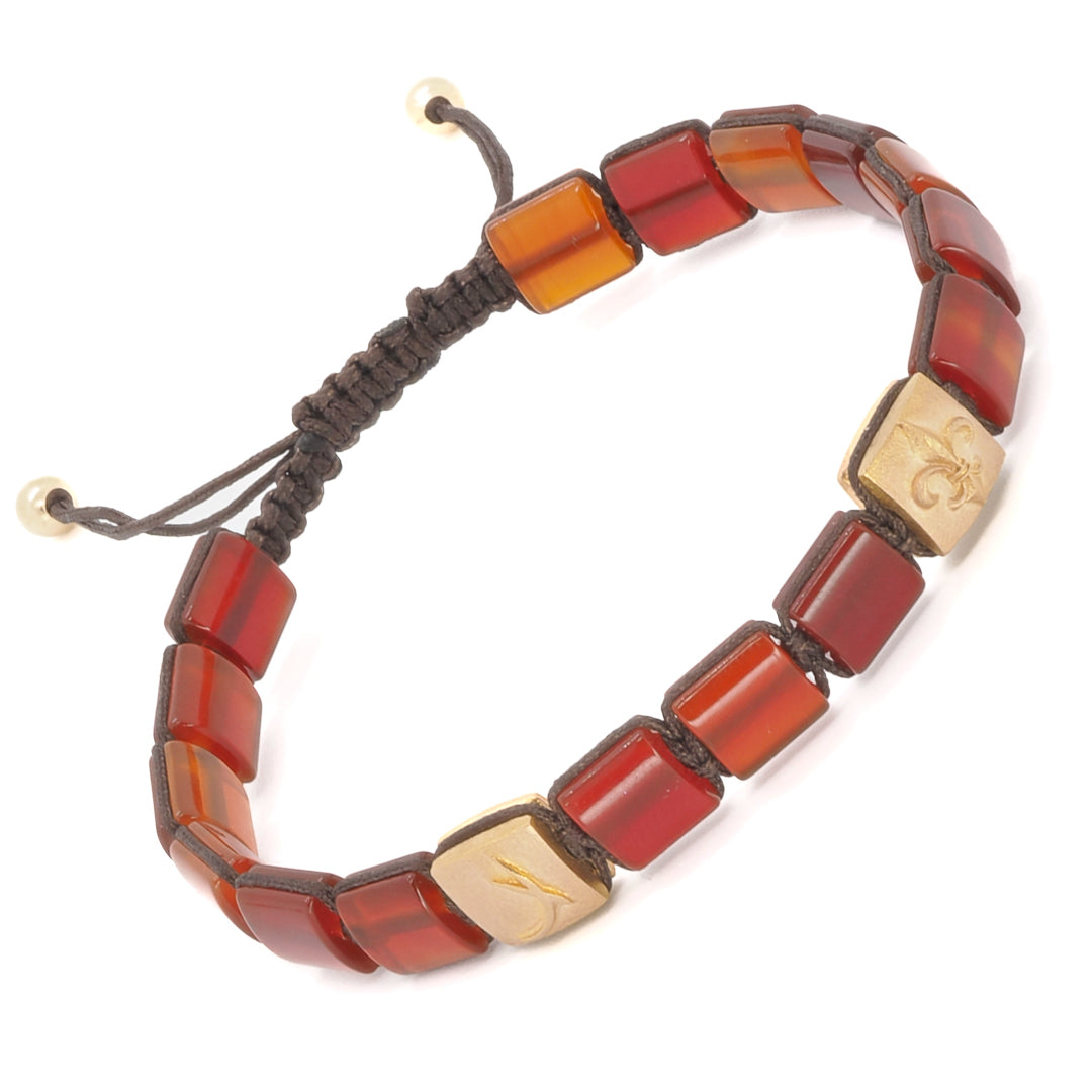 Agate Crystal - Woven Fleur De Li Bracelet for eliminating negativity and aura cleansing.