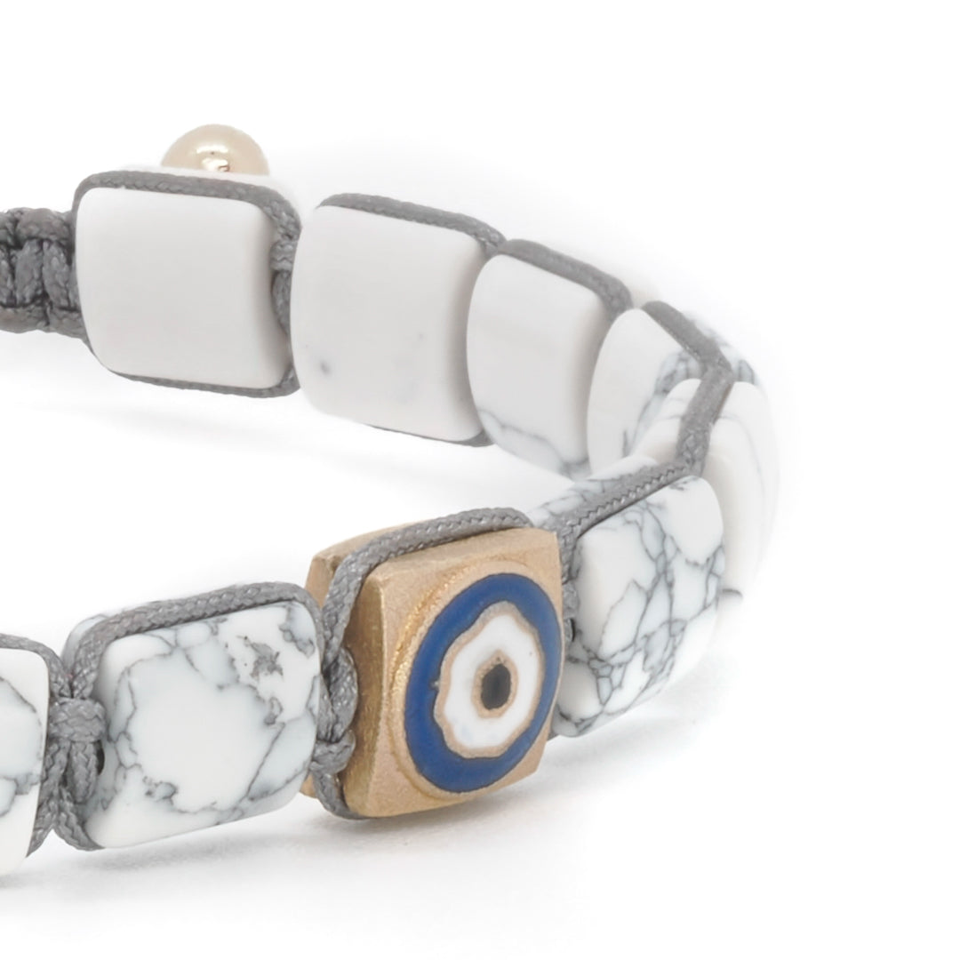 Recycled Metals and Natural Gemstones - Woven Fortune Evil Eye Bracelet, an eco-friendly choice.