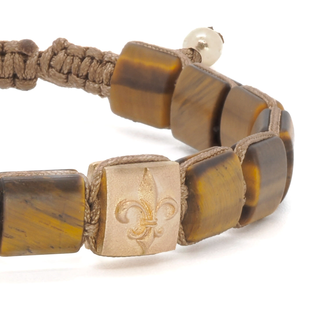 Recycled Metals and Natural Gemstones - Woven Gold Fleur de Li Bracelet, an eco-friendly choice.