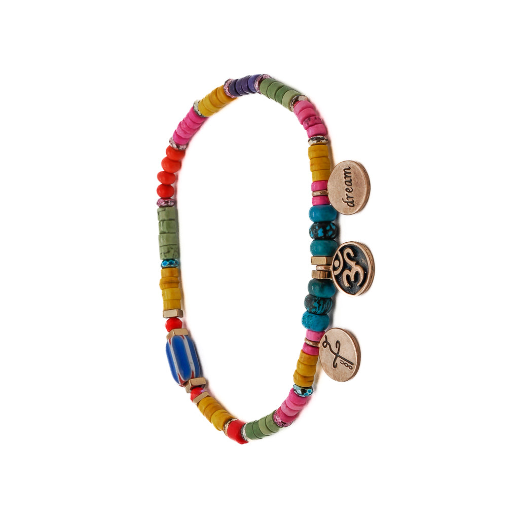 Spiritual charm anklet with African bead and calming energy.
