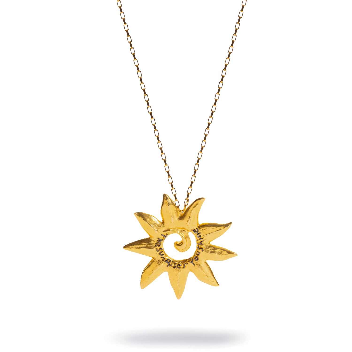The Sun Also Rises Engraved Gold Pendant Necklace