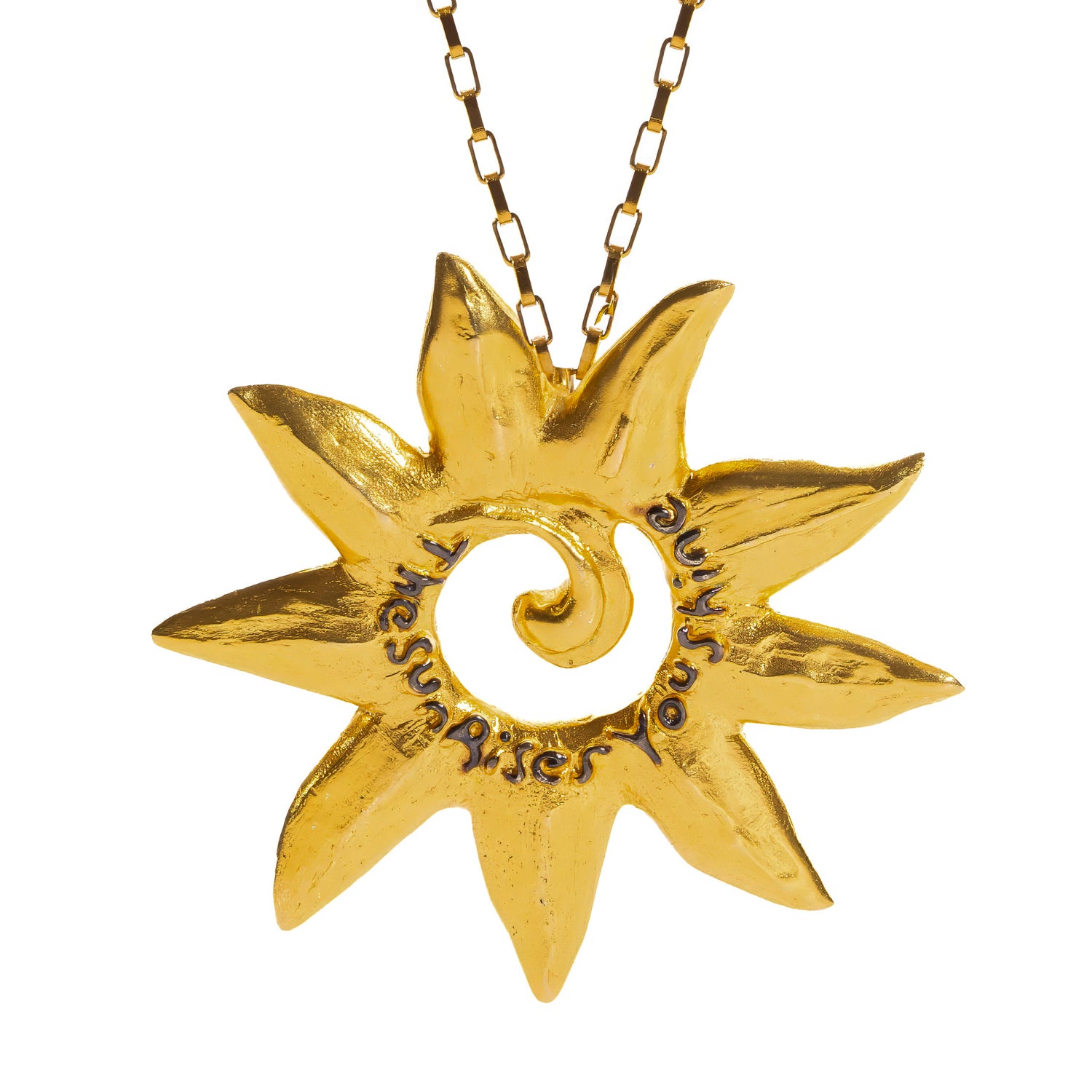 The Sun Also Rises Engraved Gold Pendant Necklace