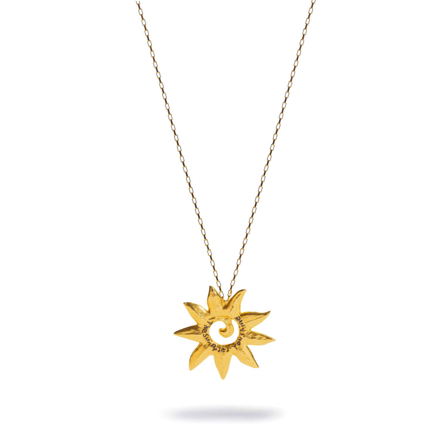 The Sun Also Rises Engraved Gold Pendant Necklace