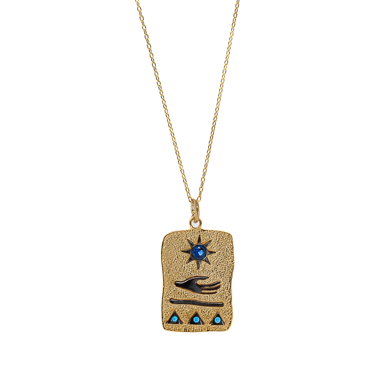Sun Necklace Gold with Sapphire Gemstone - A Celestial Masterpiece.