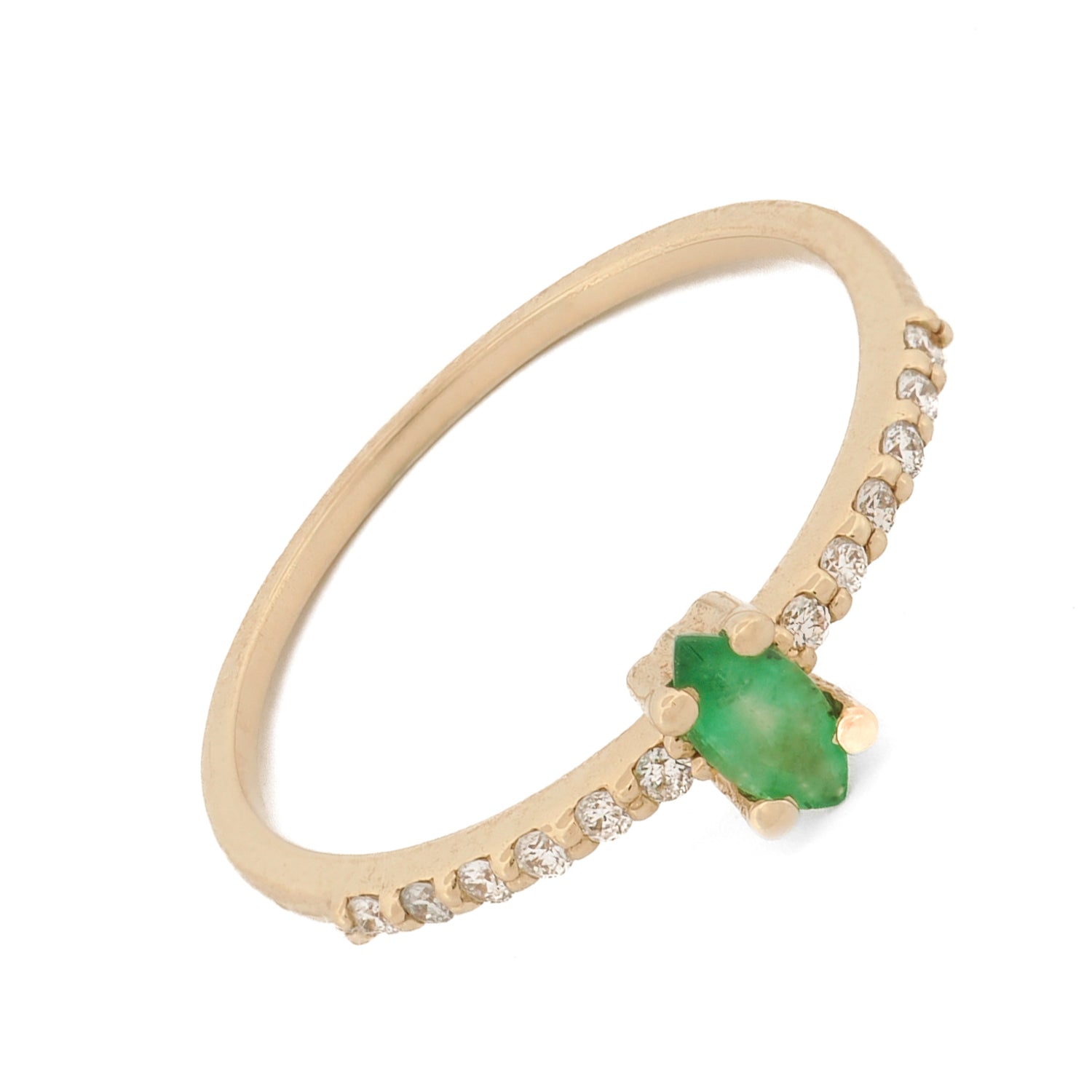 14K Gold Emerald and Diamond Ring for a Calming and Elegant Addition to Any Jewelry Collection
