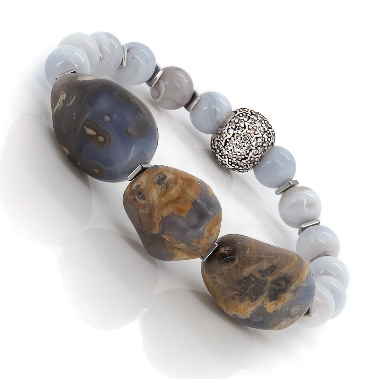 Large Lace Agate Beads - Intricate patterns resembling nature's canvas.