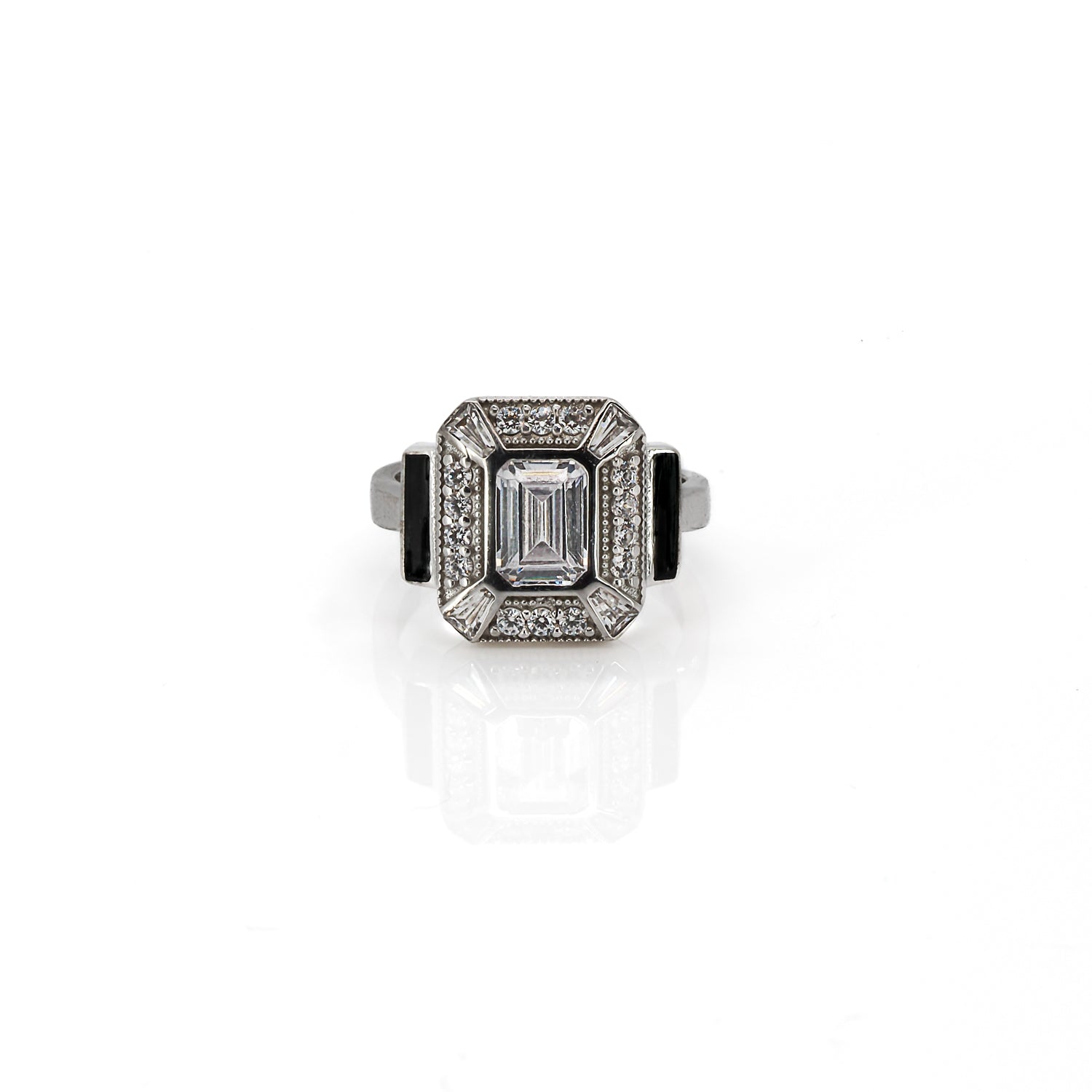 Captivating Diamond &amp; Enamel Ring - Adjustable Size