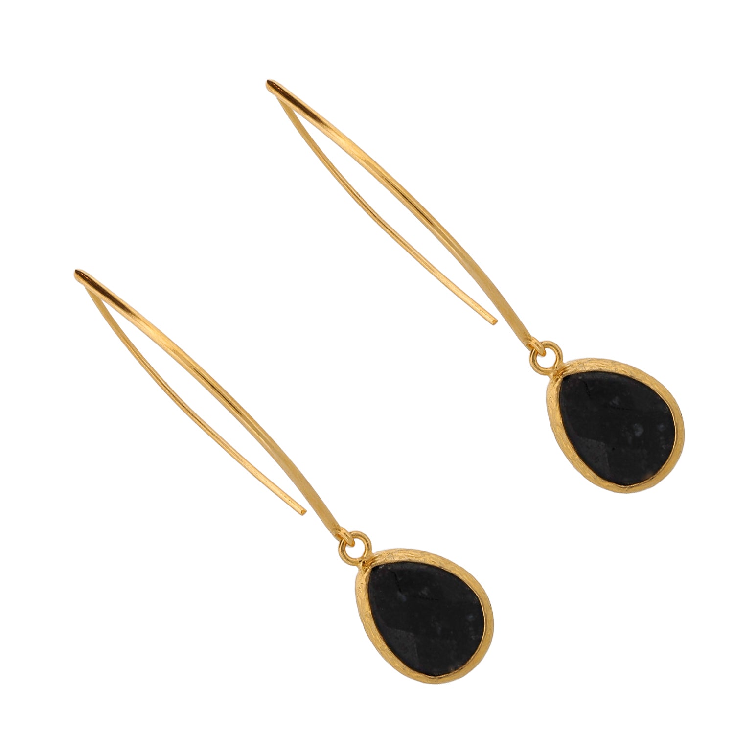 Luxurious Black Onyx and Gold Dangle Earrings