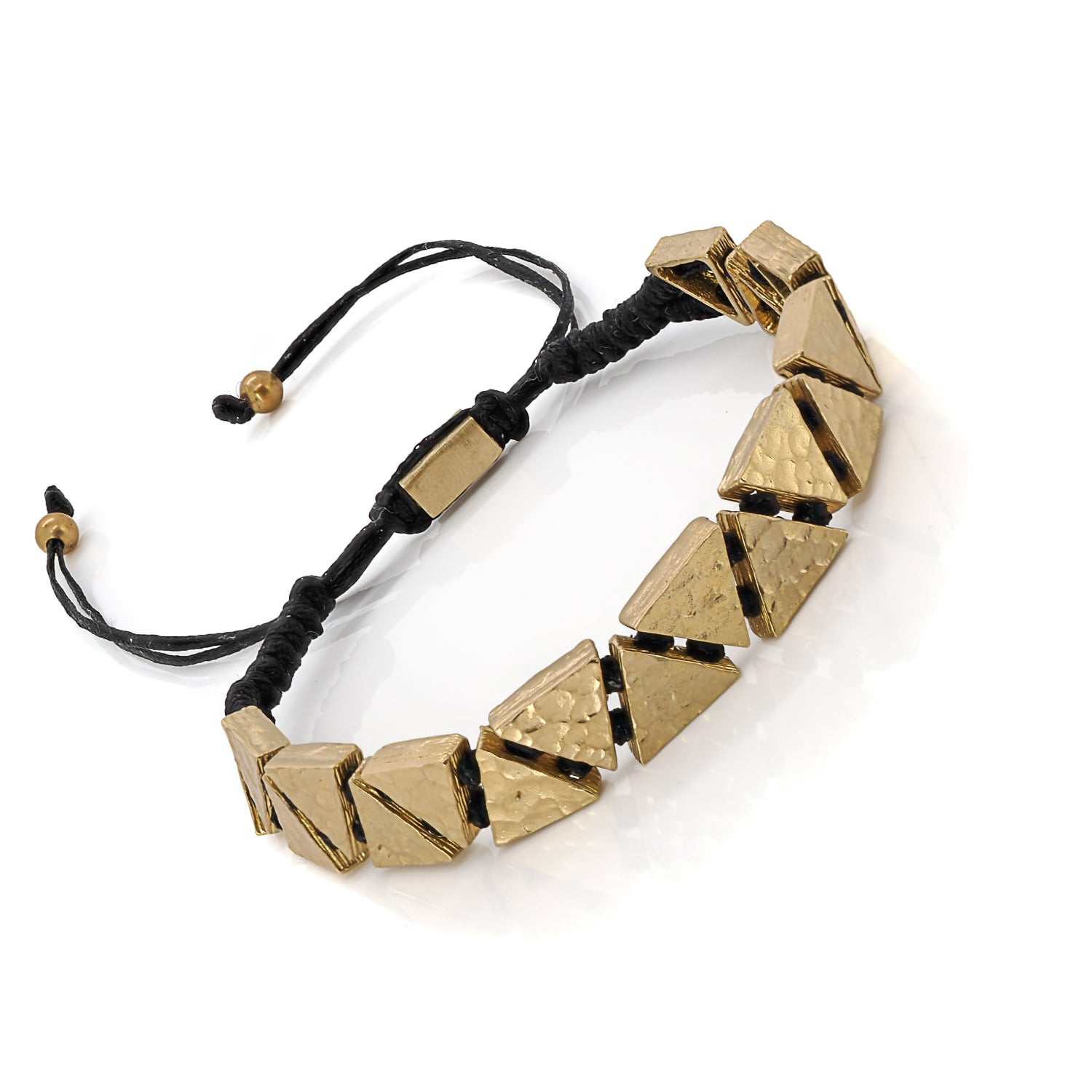 Woven Black and Gold Triangle Bracelet - A Symbol of Harmony and Balance