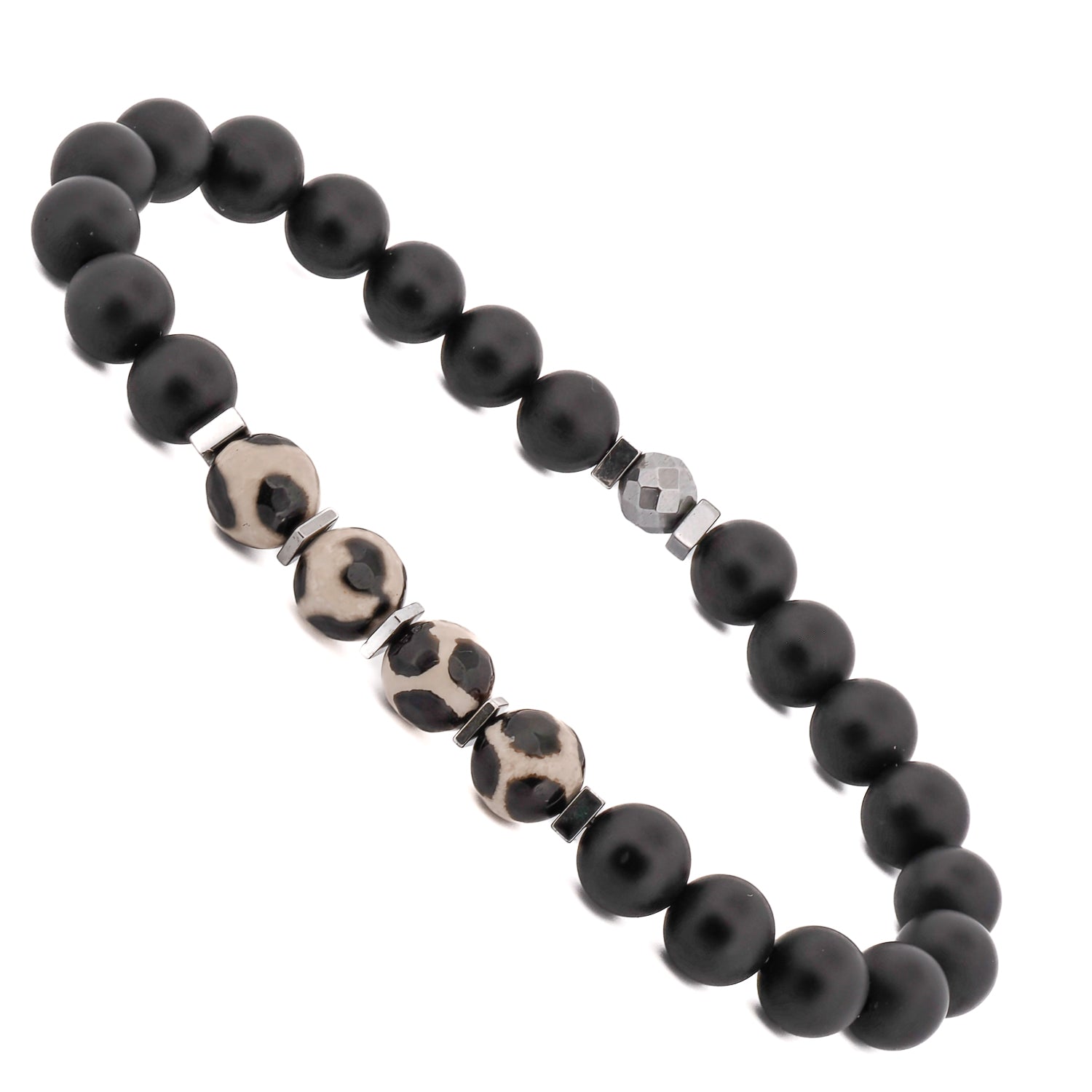 Protective Black & White Agate Stone Bracelet