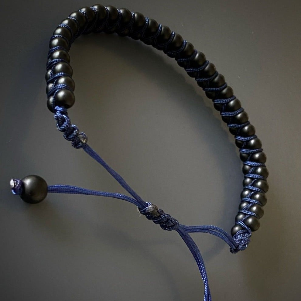 Navy Rope Black Onyx Men Bracelet for a Modern and Edgy Look