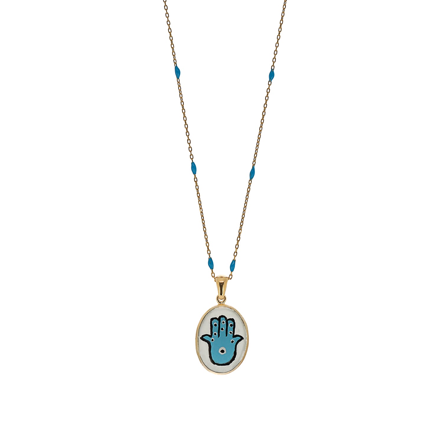 Blue hamsa deals necklace meaning