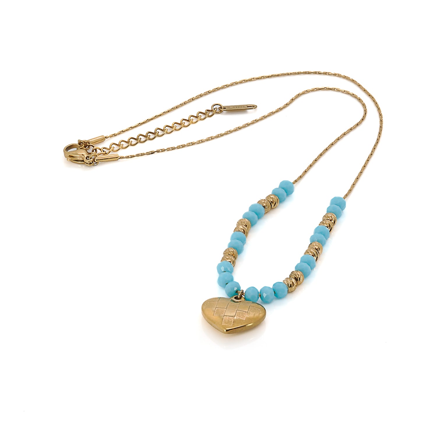 Symbolic Heart Pendant - Handmade Blue Crystal Necklace.
