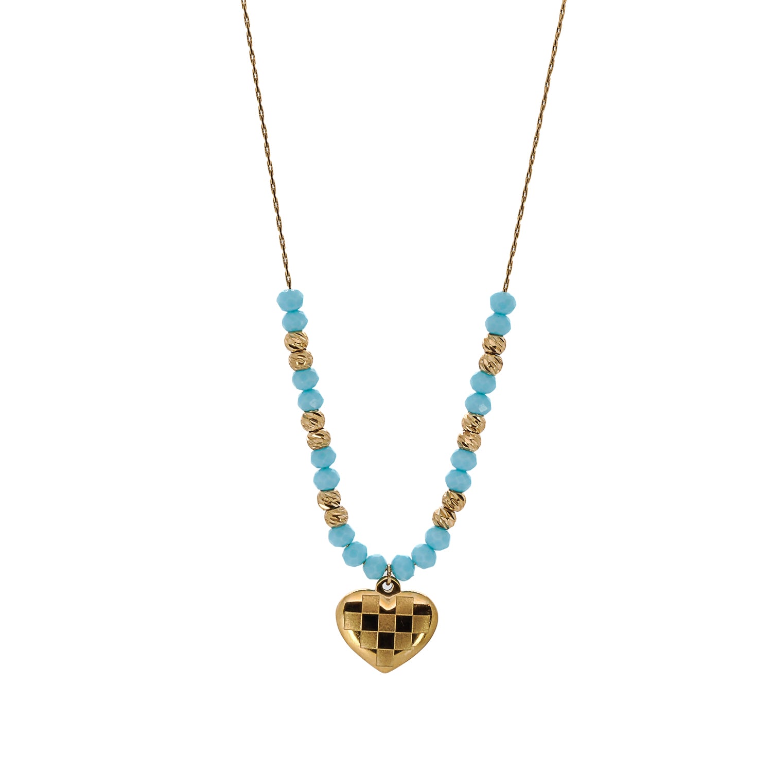Artisanal Craftsmanship - Stainless Steel Gold Heart Necklace.