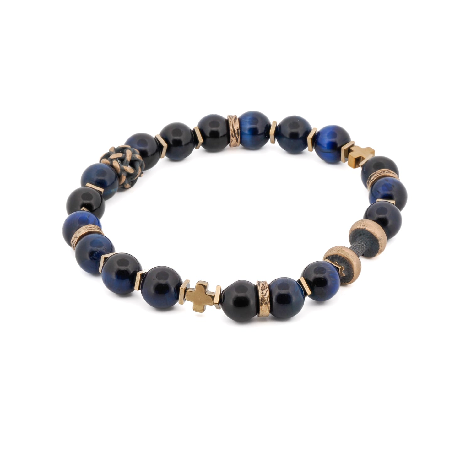 Blue Tiger&#39;s Eye Dumbbell Beaded Bracelet