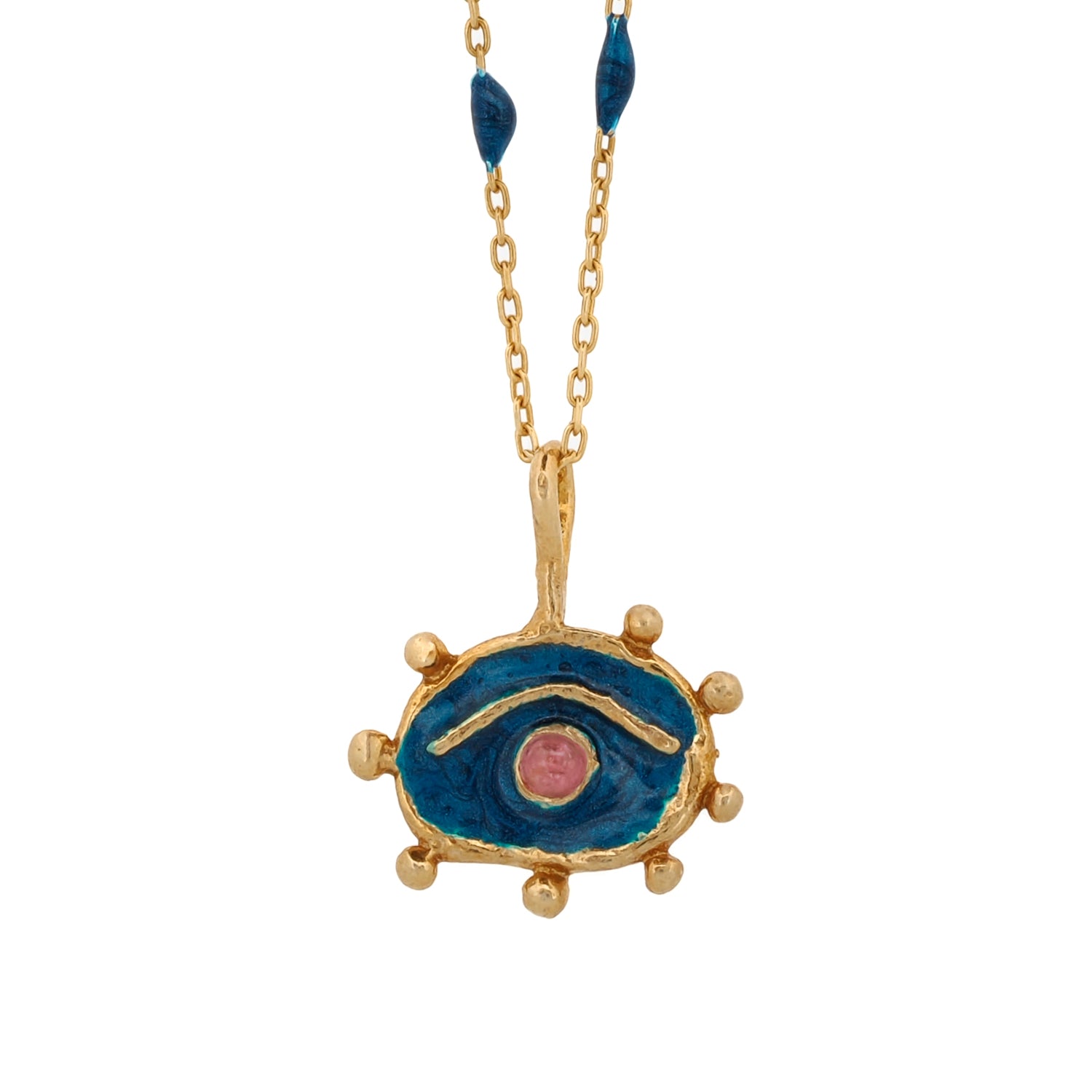 Blue Hittite Sun Pink Tourmaline Statement Necklace