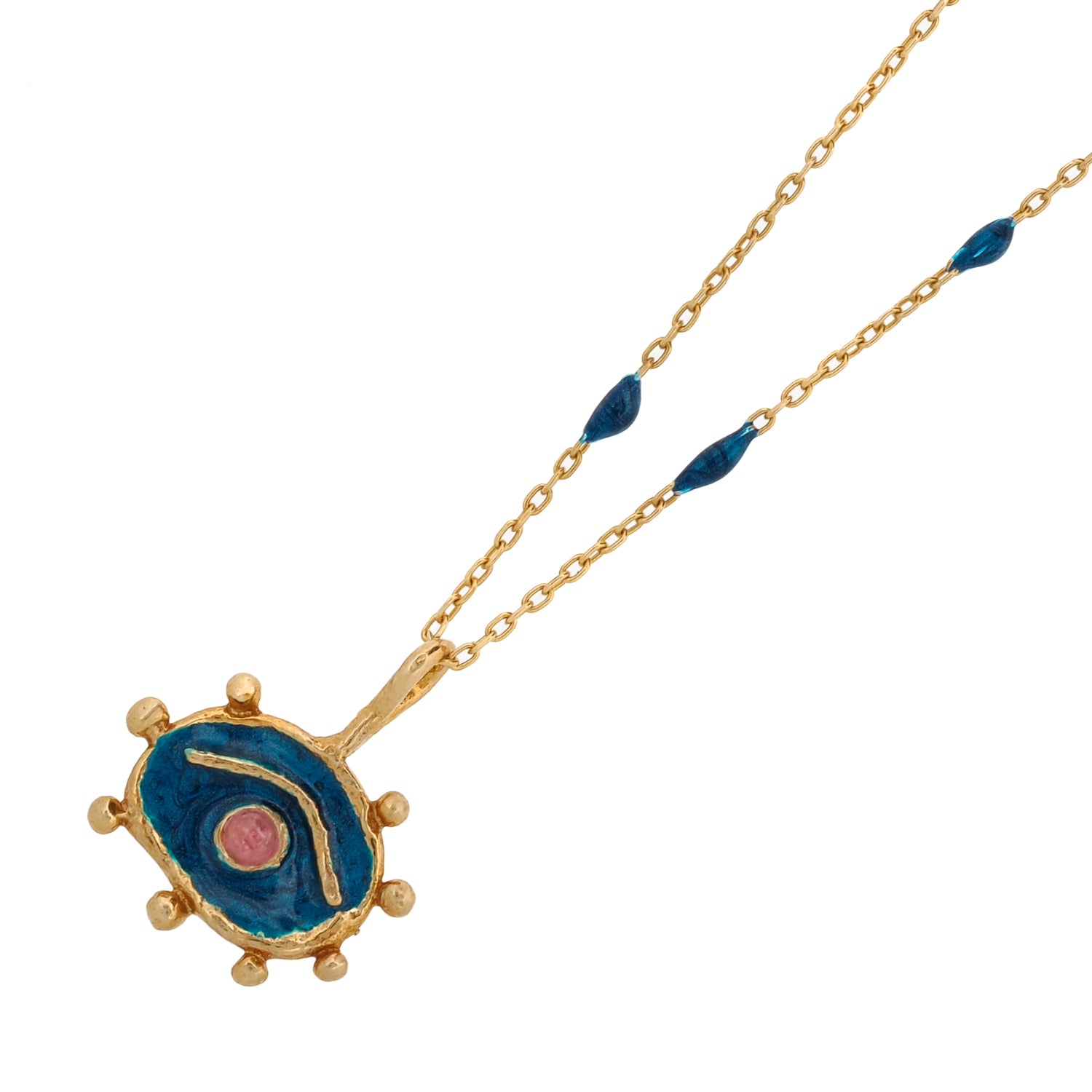 Pink Tourmaline Eye Pendant Necklace
