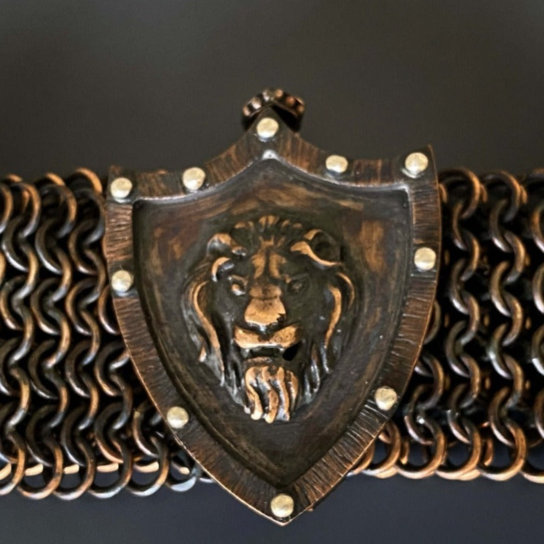 Powerful Lion Bronze Braided Unique Men&#39;s Bracelet