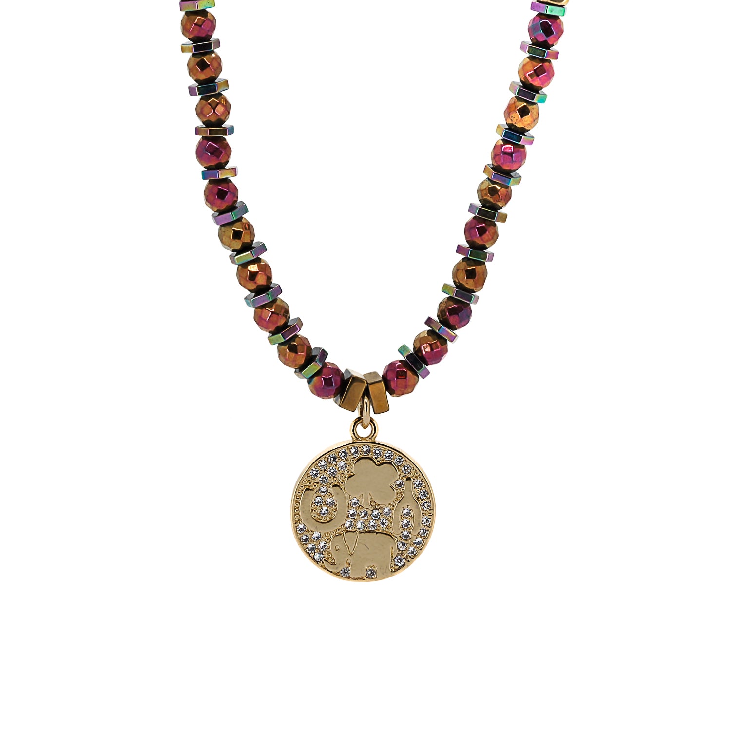 Calming Hematite Protection Necklace - A Symphony of Multicolor Hematite.