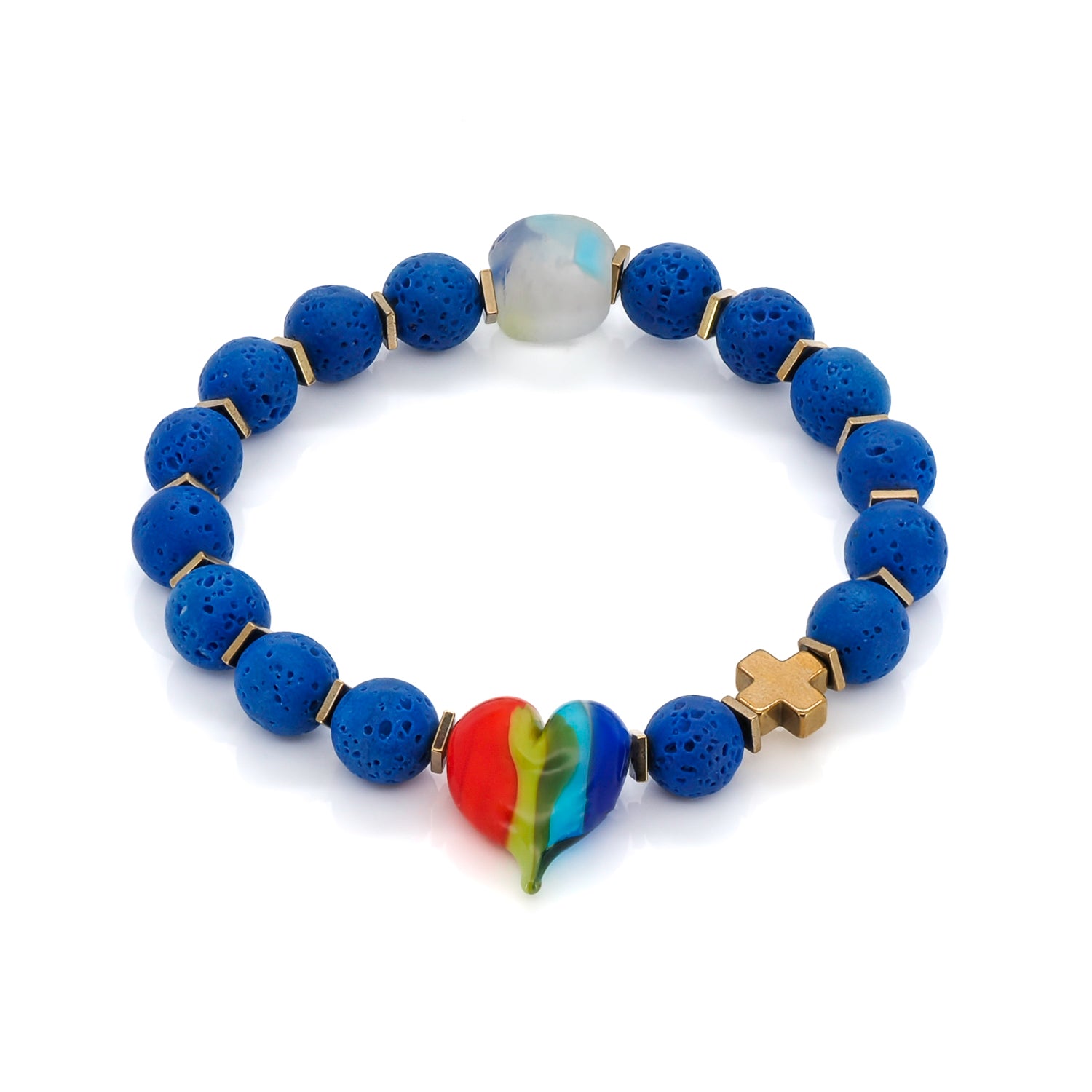 Life's Colorful Journey: Rainbow Ceramic Heart Bracelet