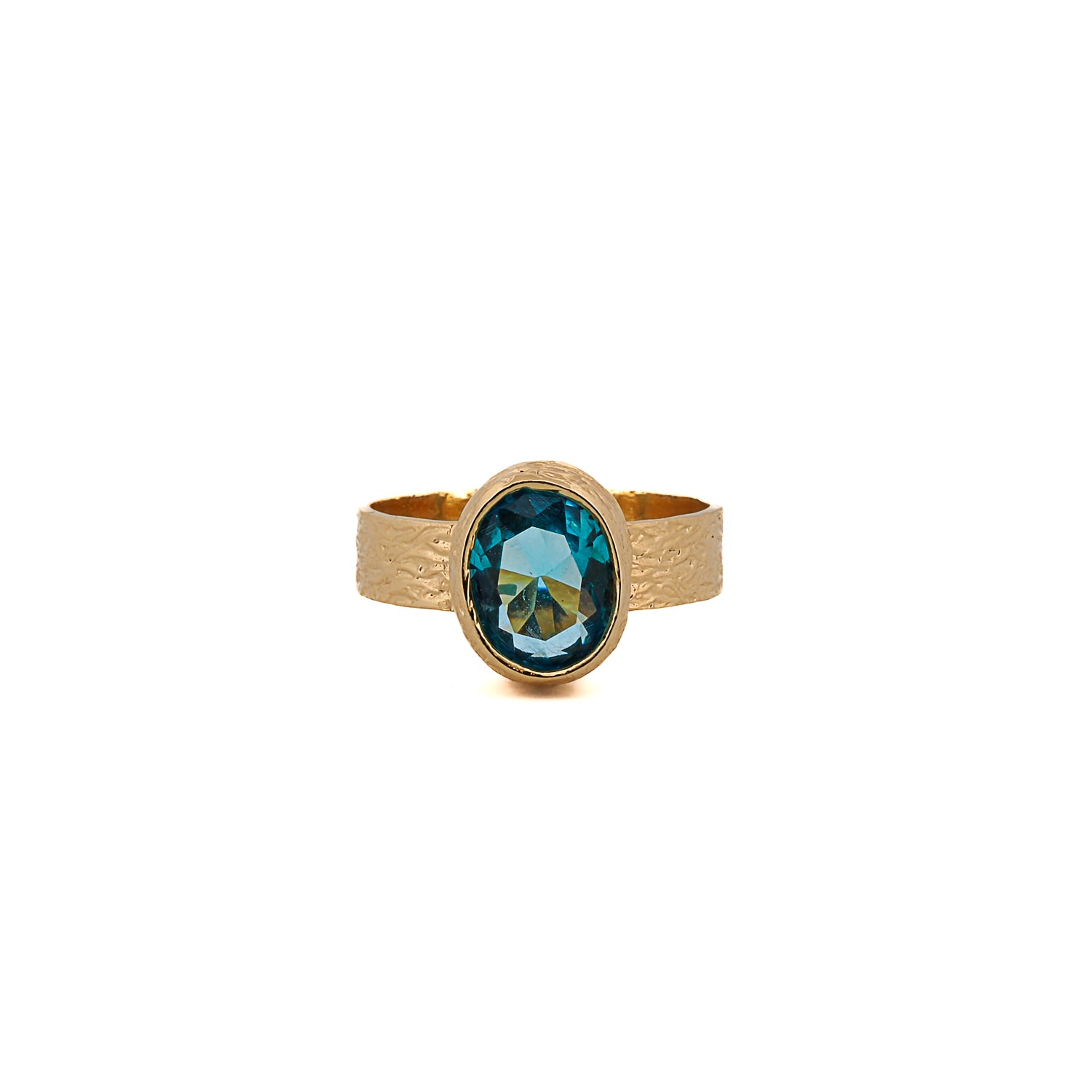 Cleopatra Blue Topaz Adjustable Gold Ring